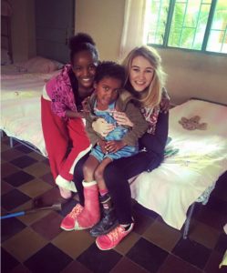 Sorcha Galvin, VLM volunteer, with children at Alemachen Rehabilitation Centre, a project supported by the Vincentian Fathers in Ethiopia.